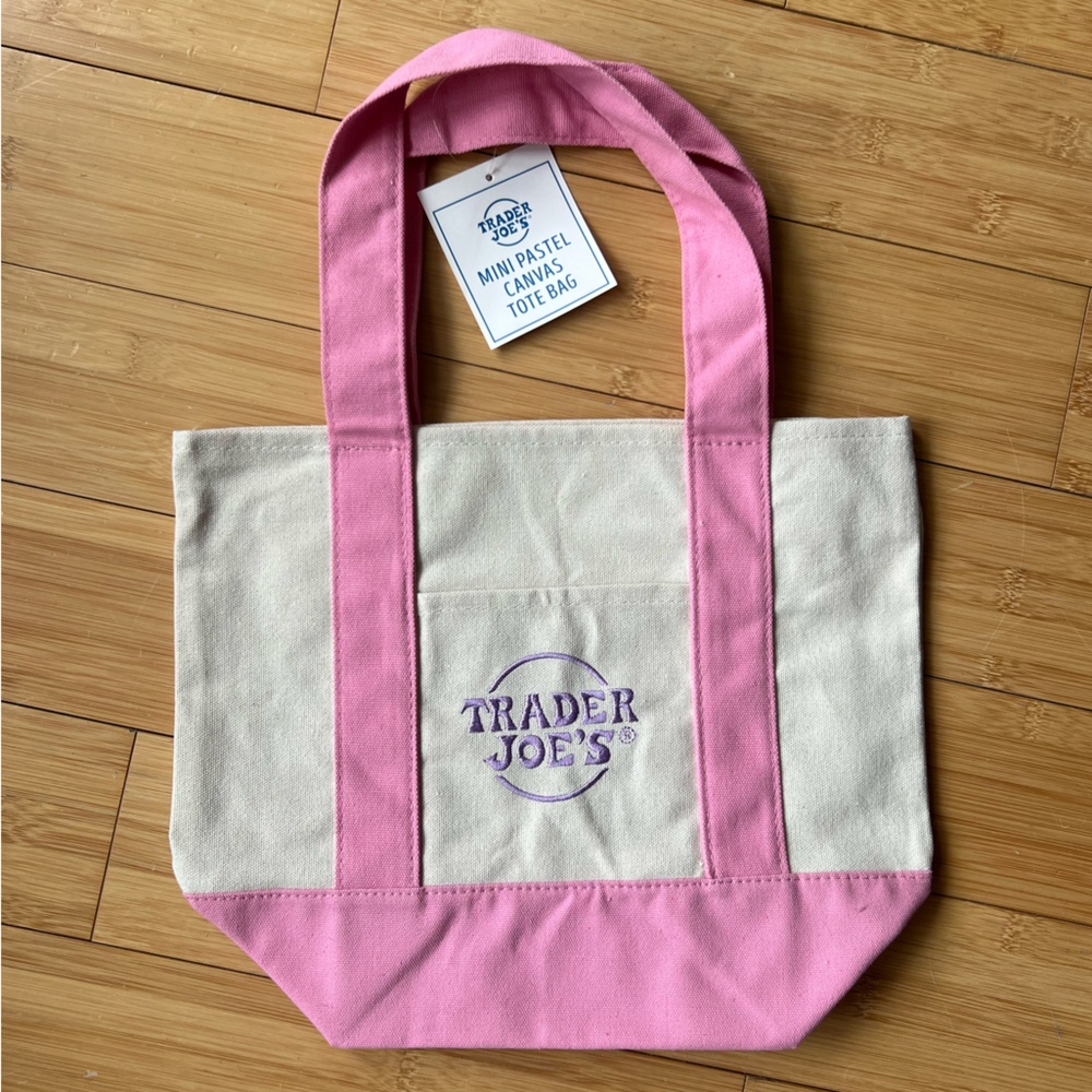 Trader Joe’s Pastel Pink and Cream Mini Tote Bag - New with Tags